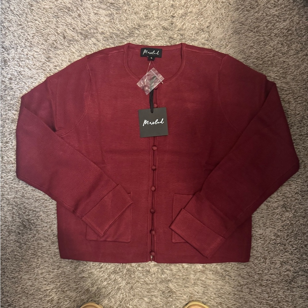 Anthropologie Dark Red Sweater XS NWT